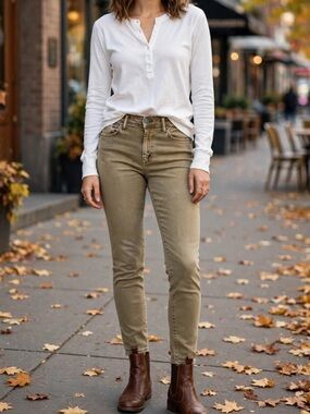 American Eagle Airflex+ Jeans 30x36 Slim Straight Tan Khaki Stretch Denim